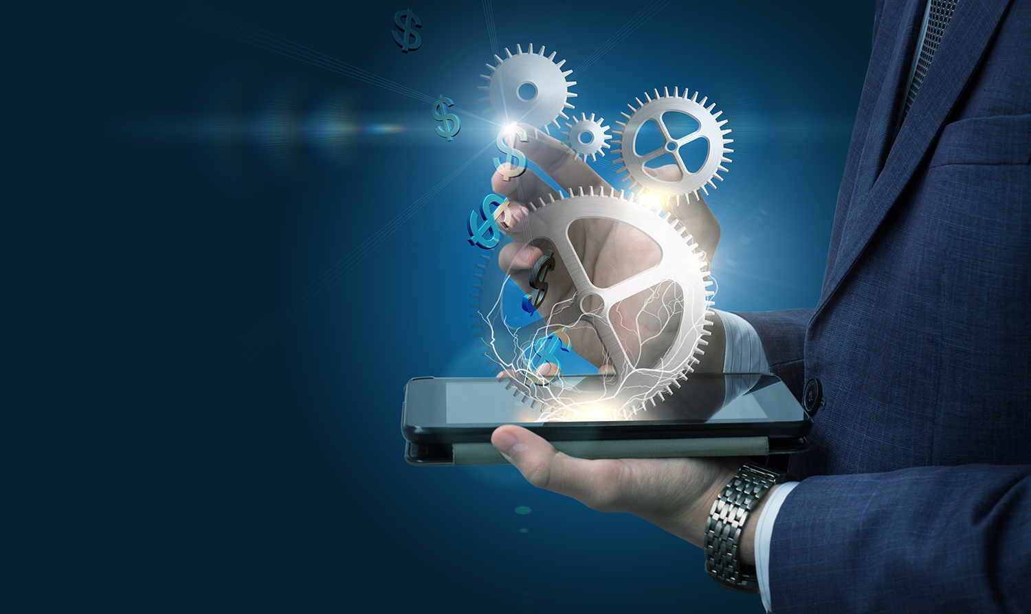 man-holding-tablet-with-gears man-holding-tablet-with-gears